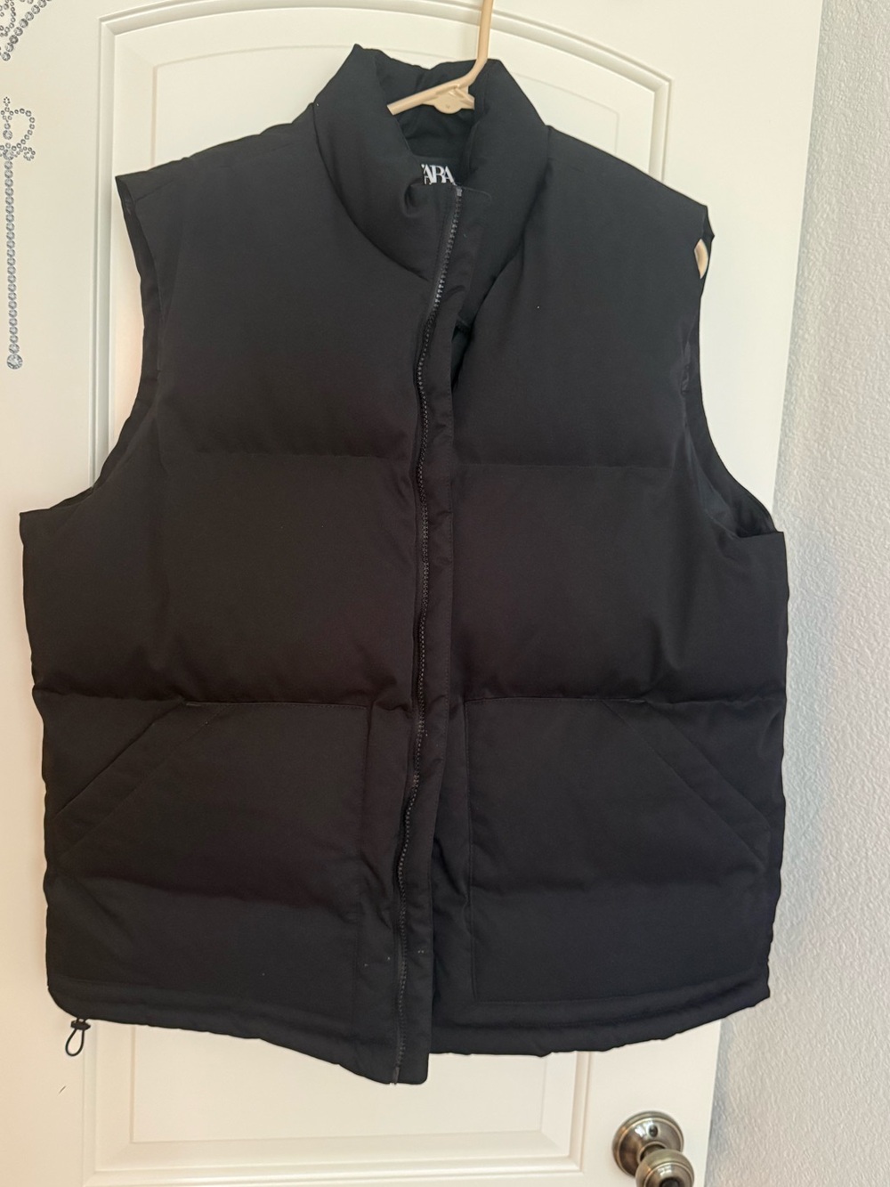 Zara Matte Black Quilted Puffer Vest